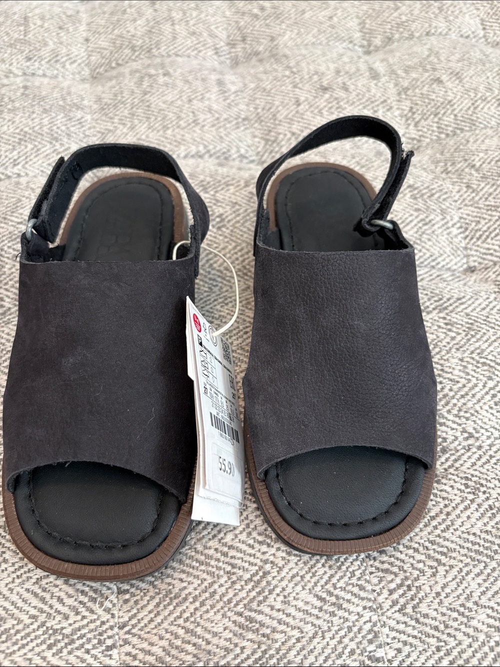 Zara black leather sandals size 10.5